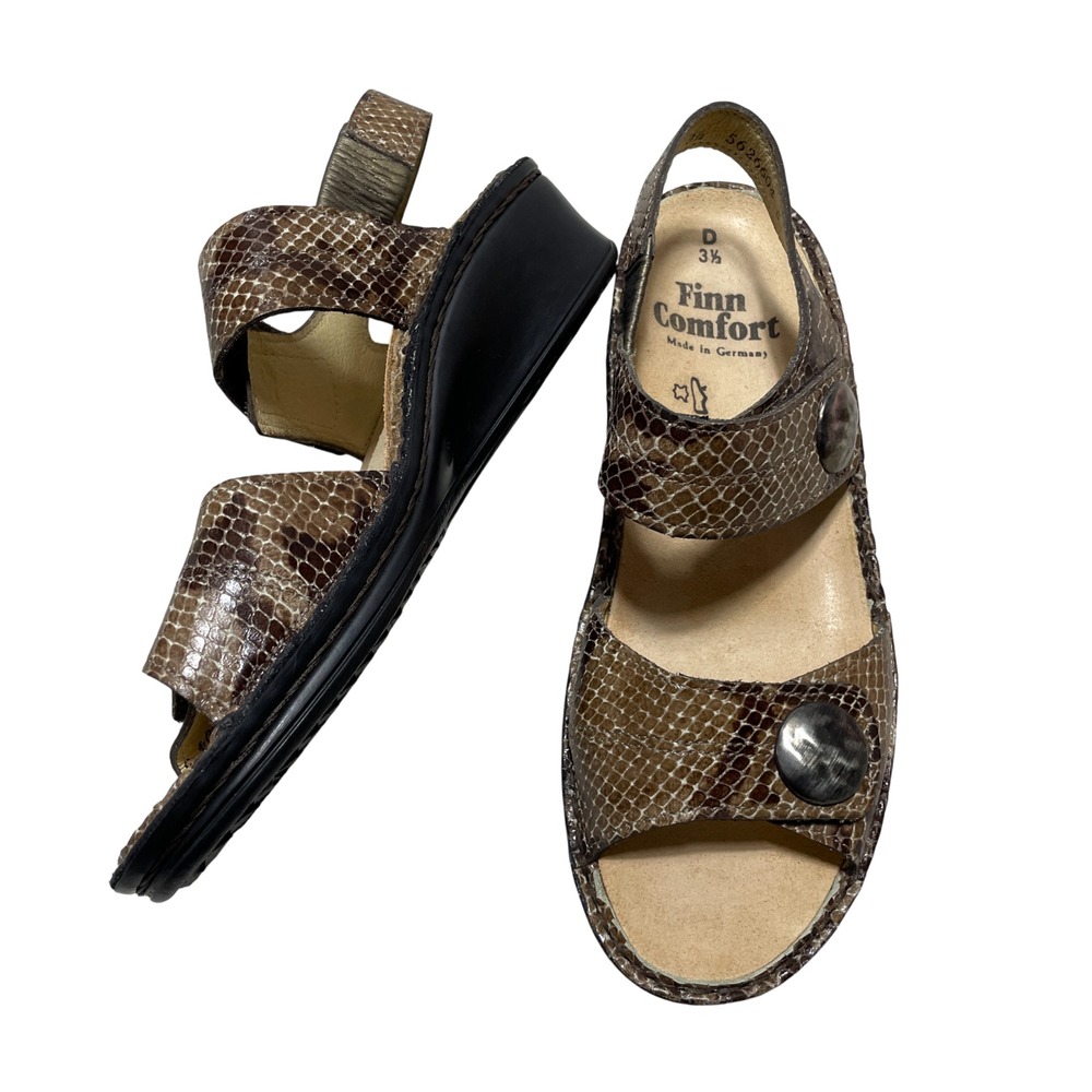 Finn Comfort D 3 1/2  US 6 Jamaika Slingback Sandals Snakeskin Pattern Germany